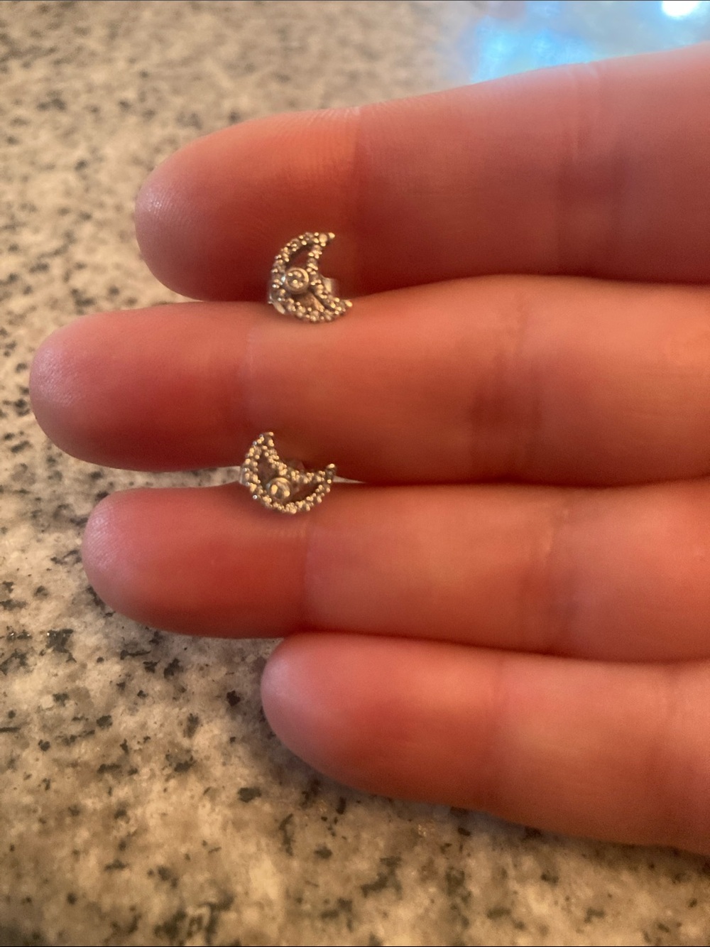 Pandora Silver Crystal Crescent Moon Stud Earrings
